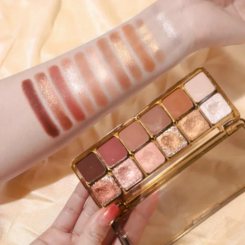 Beauty Makeup Eyeshadow Palette - แป้งรองพื้นอายแชโดว์ระยิบระยับ12สีทาอายแชโดว์หลากสีติดทนนาน