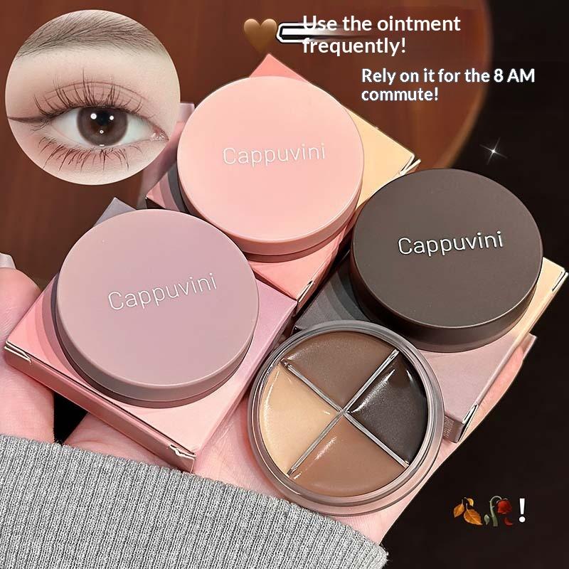 Beauty Makeup Eyeshadow Palette - พาเลทอายแชโดว์เนื้อแมทกำมะหยี่ 4 สี คาปูวินี่ อายไลเนอร์ อายแชโดว์