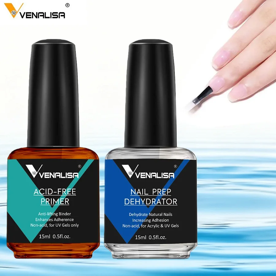 Nail Dehydrator Primer - ชุดเตรียมเล็บ 2 ชิ้น พร้อมด้วยดีไฮเดรเตอร์และไพรเมอร์แบบไม่มีกรด สำหรับเล็บอะคริลิกและยูวีเจล ช่วยให้ติดทนนานและเป็นฐานรองรับที่แข็งแรง