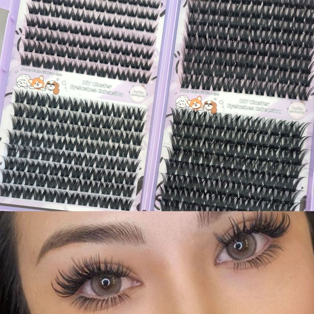 False Eyelashes Natural - ขนตาปลอมแบบต่อเส้น 10/20/32 แถว ความโค้งงอน D หนาแน่น