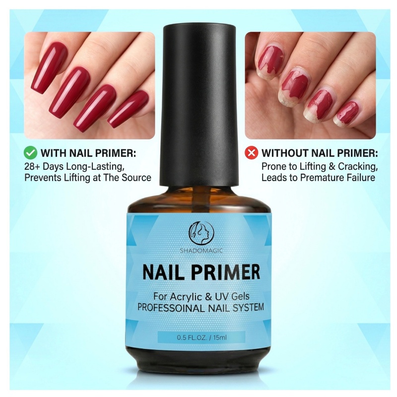 Nail Dehydrator Primer - ไพรเมอร์เตรียมเล็บธรรมชาติแบบไม่มีกรด สำหรับล้างเล็บและเตรียมพื้นผิวสำหรับอะคริลิกและเจล ไพรเมอร์แบบไม่มีกรดสำหรับยูวีเจลและงานศิลปะบนเล็บ