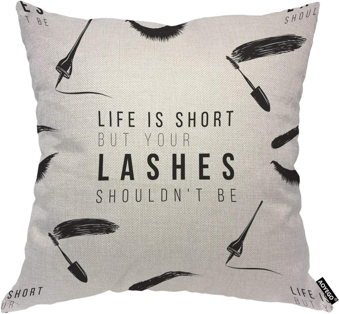 ปลอกหมอนลายคำคมตลกเกี่ยวกับขนต - Beauty Makeup Quotes Short บทวิจารณ์และราคา