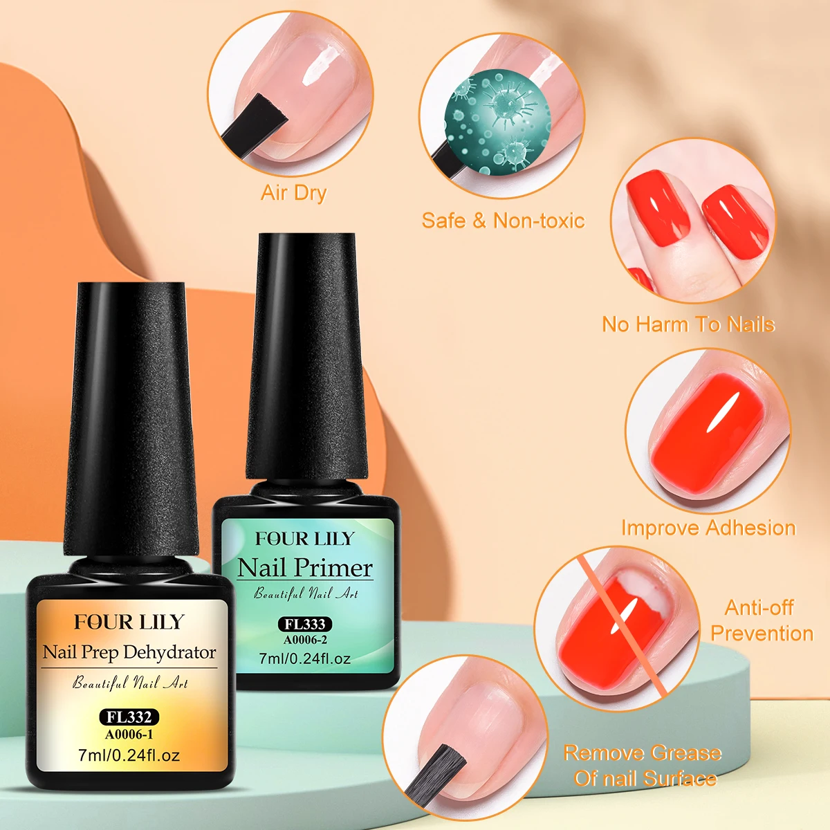 ชุดดูแลเล็บครบชุด 6 ชิ้น - น้ำ - Nail Dehydrator Primer บทวิจารณ์และราคา